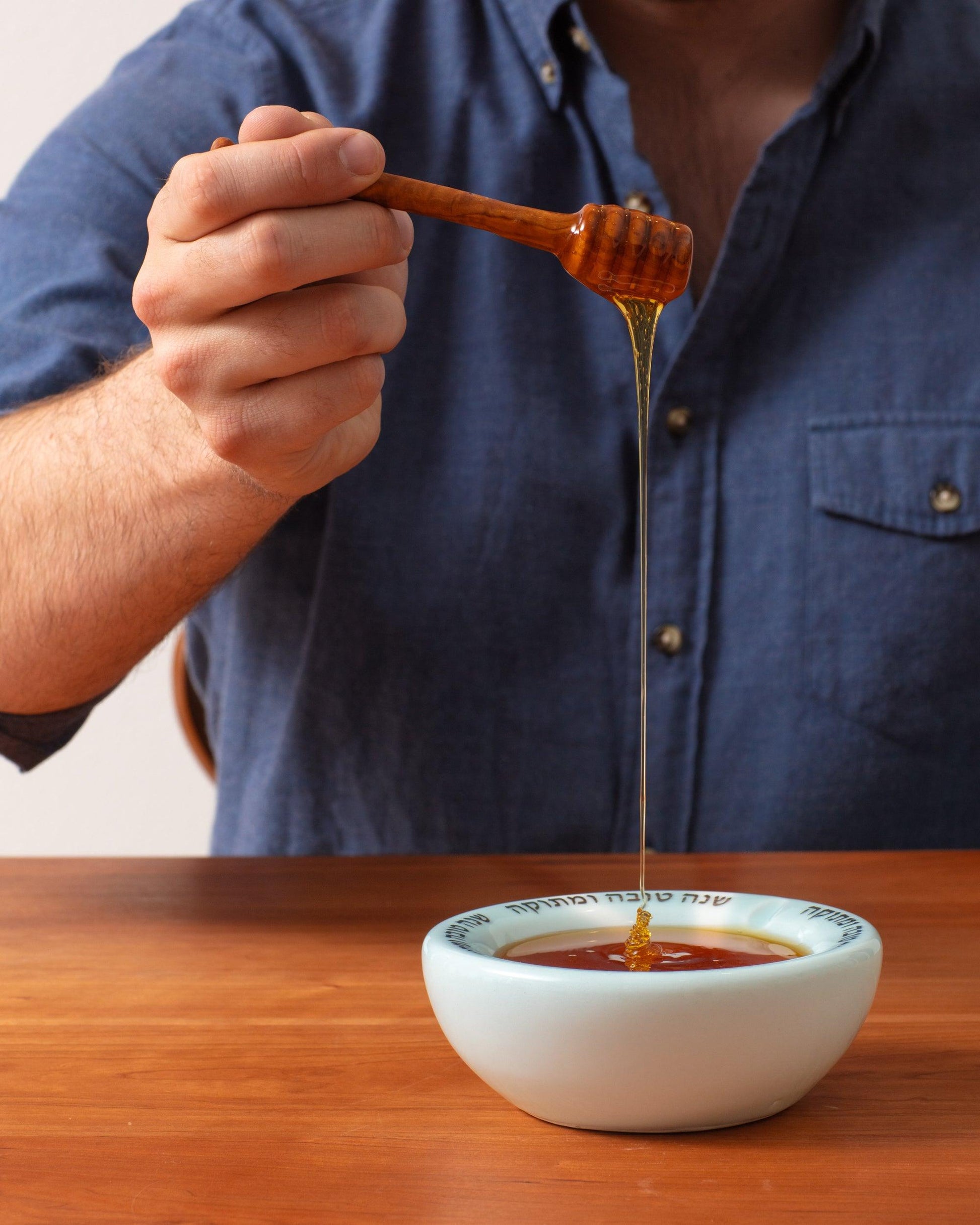 Handmade olive wood honey dipper to be used with the Honey Pot for serving 